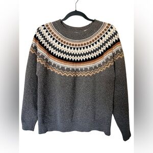 Original Weatherproof Vintage Patterned Gray Crewneck Sweater